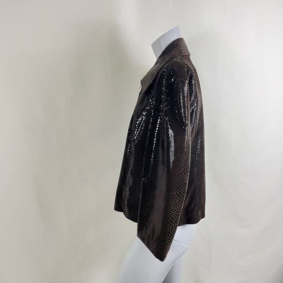 Cuir Zebra Women's Jacket Size Large Animal Snake Print Leather Zipped Front - Picture 4 of 10